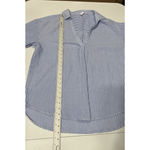 Halara  V Neck Long Sleeve Work Blouse Half Sleeve Blue Stripe Seersucker Size L Photo 12