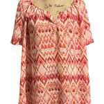 Faded Glory  Pink and Orange Patterned Sheer Blouse Photo 0