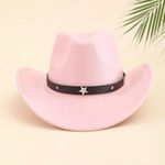 Light‎ Pink Western Cowboy Cowgirl Hat Felt Wide Brim Star Band Unisex Rodeo Photo 1