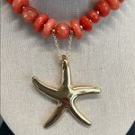 House of Harlow 1960 |🪸 Reconstituted Coral Starfish Statement Necklace ✨ Orange Photo 1