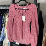 Equipment Arden Puff Sleeve Silk Top in Red Geometric Print Photo 2