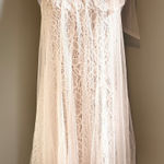 Ryu  Lace Tulle Halter Dress tan Midi romantic boho fairy whimsi Y2K Flowy floral Photo 0