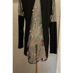 DUO DUO HI/LOW Sheer EMBROIDERED Top LG Tie Front Open Back Coquette Girly Goth Black Photo 1