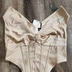 Retrofête Retrofete Rozik Bodysuit in Nude Off the Shoulders Size Small NWT Satin Silk Photo 3