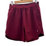Zyia  Burgundy Red High‎ Rise Mid length Activewear Shorts Size S Photo 0