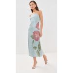 Farm Rio NWT  Blue Anthurium Sequin Slip Maxi Dress Aqua Multi Size L Photo 10