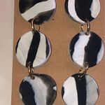 Black and White Retro Boho Clay Dangle Earrings Photo 0