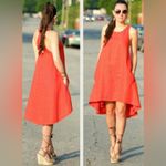 Banana Republic Banana Republic Linen Trapeze High-Low Dress Blooming Red Orange Size 2 Petite Photo 1