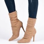Journee Collection Markie Back Heel Zip Stiletto Booties in Tan, Size 9.5 NEW Photo 2