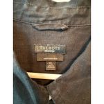 Talbots Pure Irish 100% Linen Button Down Shirt Black Roll Tab Sleeve Womens XL Photo 1