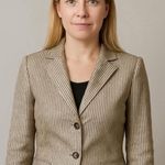 Rafaella Women Blazer Size 10 Brown White Striped Photo 0