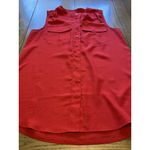 J Jill Button Up Shirt Size 0 Sleeveless Lightweight Beach Travel Preppy Womens Red Photo 5