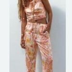 ZARA RARE  NWT SASHA Pant - Pink and orange paisley print Photo 0