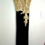 Windsor Elegant Black & Gold Lace Formal Gown Photo 0