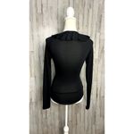 Honey Punch  Women's‎ Black Ruffle V-Neck Long Sleeve Bodysuit Size Small Photo 3
