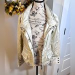 Theory  Pearlized Gold Cinch-Waist Zip Cropped Jacket Hidden Hood Sz S🧡 Photo 2