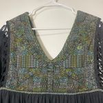 Free People Womens M Bohemian Bishop Sleeve Gauzy Flowy Open Knit Mini Dress Photo 4