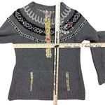 Free People Women's Gray Fair Isle Nordic Henley Sweater Size S Boho Cozy Photo 2
