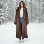 Gallery Vintage Y2K Tan Suede Sherpa Penny Lane Trench Coat-size Small Photo 14