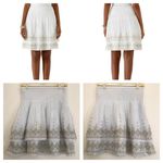 White House | Black Market WHBM Embroidered Tiered Skirt White Gold M Cotton Silk S Photo 1