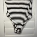 Lulus Striped Ribbed Scoop Bodysuit in Black & Cream size Small Photo 3