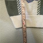 Alfred Dunner Checkered Floral Collared Preppy Cream and Sage Sweater Photo 5