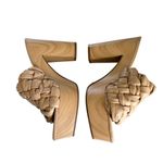 Jessica Simpson Supira Nude Platform Sandal Braided Faux Wood Mule Sandals 9.5 Photo 3