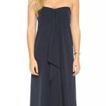 Tibi Strapless Towel Dress Navy Silk Size 2 Chic Effortless Drape Front Photo 12
