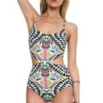 Mara Hoffman Cosmic Fountain Lace Up Cut Out One Piece Swimsuit Bathing Suit Photo 0