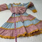 TCEC Pastel Long Sleeves Ruffle Colorful Mini Dress with Yellow Accents Photo 3