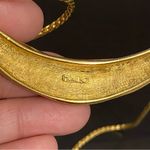 Crescent Vintage MONET Ruffled Bar Pendant Choker Gold tone Necklace Photo 11