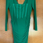 Selfie Leslie Dream Catcher Long Sleeve Ruched Mini Dress Green Size XL Photo 0