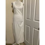 l*space  White Ribbed Ruched Tank Midi Dress L G Photo 1