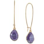 Style & Co Stone Linear Drop Earrings in Gold/Purple MSRP $15 NWT Photo 0