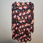 Kate Kasin Festive Santa Print Dress Christmas XL Lace Up Long Sleeve Holiday Black Photo 6