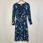 Aritzia  Wilfred Aubagne Black Blue Green Cutout Long Sleeve Midi Dress size 4 Photo 4