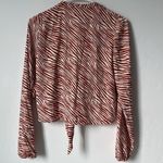 Joie  Satin Tie Waist Cardigan Zebra Print Brown‎ Orange Cream Size XS Photo 2