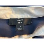 J Crew 365 Silk Blouse Size 14 Navy Gray Trim Preppy Academia Office Blue Photo 4