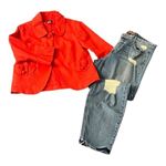 J.Crew Linen Orange One Button Bell Sleeve Jacket Size 4 Photo 5