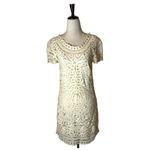 Sea New York Dress Women Size 4 Ivory Short Sleeve Battenburgh‎ Lace Shift Mini Photo 1