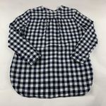 Old Navy Blue Gingham Checkered Linen Blend Henley Tunic Shirt XL Photo 5