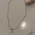Sterling silver NWT 16” chain with rhinestone initial C Photo 0