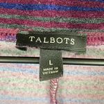 Talbots Luxe Velour Cowlneck Pullover Top Size Large Purple Candy Cane Stripe Photo 5