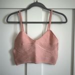 Aerie Women's M Textured Rib Knit Crop Top Blush Pink Corset Style TikTok Viral Photo 0