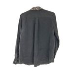 Club Monaco Beaded Collar  Womens Blouse S/P Black Long Sleeve Button-Up Shirt Photo 1