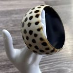 Vintage Leopard Women’s Bangle Bracelet Wide Chunky Animal Leopard Print Sz 8 Brown Photo 3