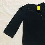 Iris NWT Medium Black Sequin Bow 3/4 Sleeve Blouse from Thailand Photo 3