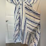 Walker & Wade High Low Swim cover up dress tie front striped blue white Photo 2