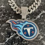 NFL Tennessee Titans 20 Inch Necklace Pendant Cuban Chain Link Football Jewelry Photo 2
