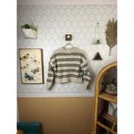 Spiritual Gangster  Wilder Striped Gray Alpaca Blend Cropped Sweater - Size - XS Photo 1